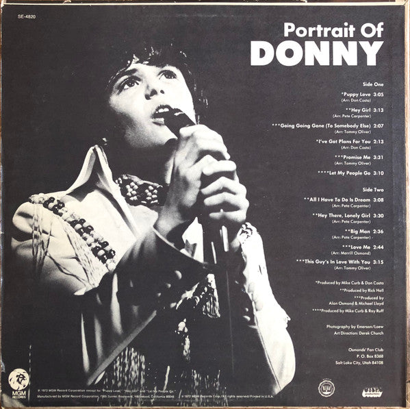 Donny Osmond : Portrait Of Donny (LP, Album)