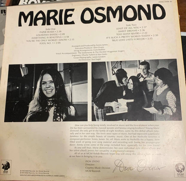 Marie Osmond : Paper Roses (LP, Album)