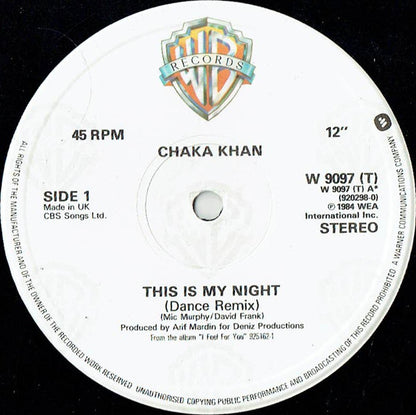 Chaka Khan : This Is My Night (Dance Remix) (12")