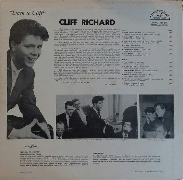 Cliff Richard : Listen To Cliff! (LP, Album)