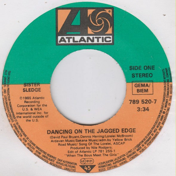 Sister Sledge : Dancing On The Jagged Edge (7", Single)