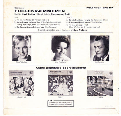 Ellen Winther, Lise Panduro, Ib Hansen Operetteorkester Under Ledelse Af Ove Peters : Fuglekræmmeren (7", EP)