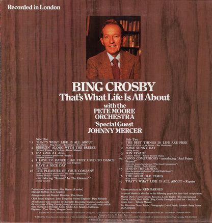 Bing Crosby With Pete Moore & His Orchestra Special Guest Johnny Mercer : That's What Life Is All About (LP, Album, RE, Ter)