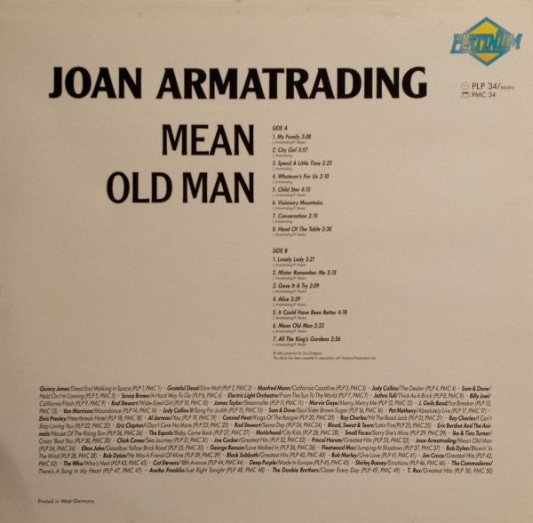 Joan Armatrading : Mean Old Man (LP, Album, RE)