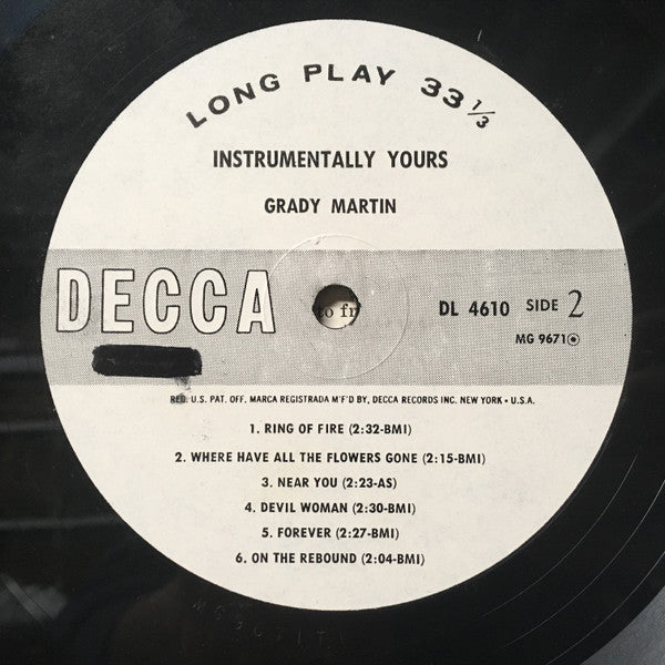 Grady Martin : Instrumentally Yours (LP, Album, Mono, Promo)