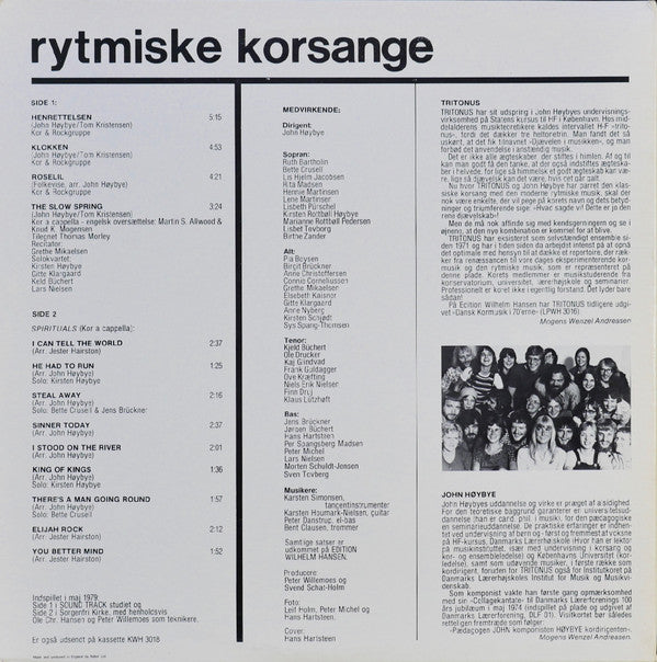 Tritonus (9) Dirigent John Høybye : Rytmiske Korsange (LP, Album)