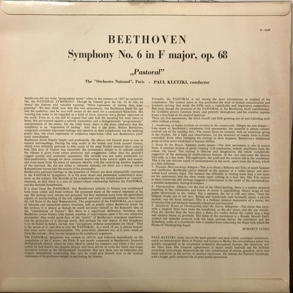 Ludwig van Beethoven - Orchestre National De France, Paul Kletzki : Symphony N° 6 In F Major, Op. 68 - Pastoral (LP, Album)