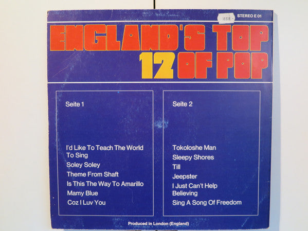 Unknown Artist : England's Top 12 Of Pop (LP)