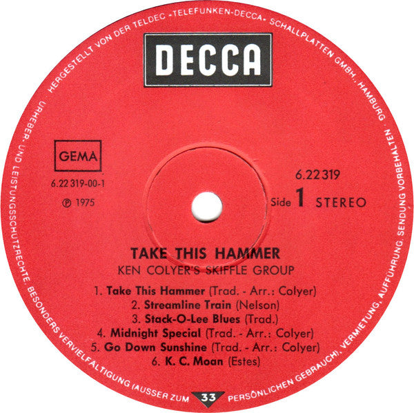 Ken Colyer's Skiffle Group : Take This Hammer (LP, Comp, Mono)