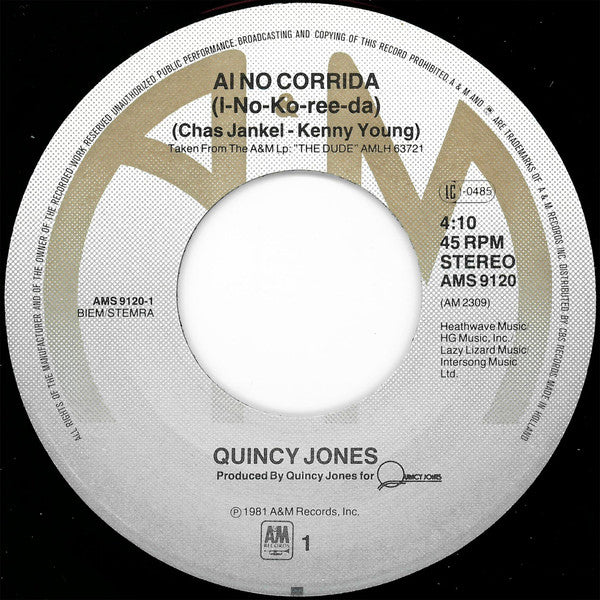 Quincy Jones : Ai No Corrida (7", Single)