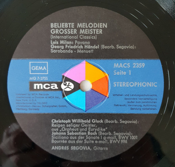 Andrés Segovia : Beliebte Melodien Grosser Meister (International Classics) (LP, RP)