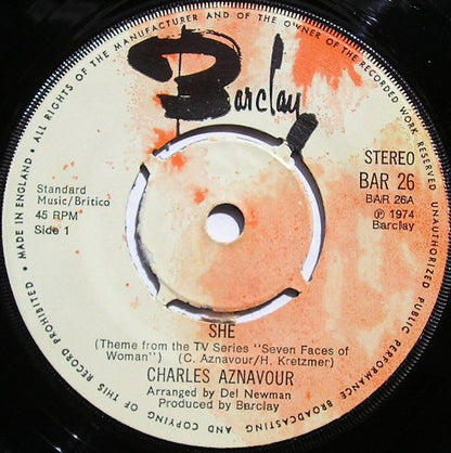 Charles Aznavour : She (7", Single, Kno)