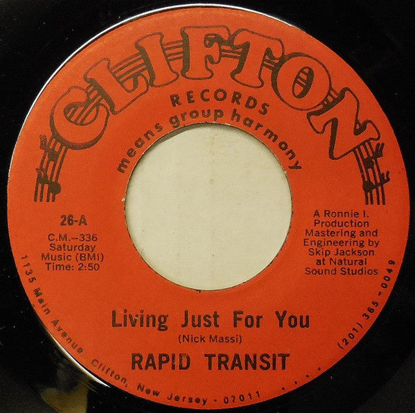 Rapid Transit (3) : Living Just For You (7", Single)