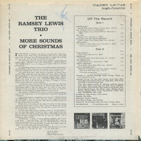 The Ramsey Lewis Trio : More Sounds Of Christmas (LP, Album, Mono, RE)