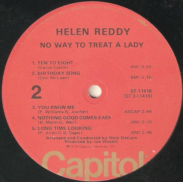 Helen Reddy : No Way To Treat A Lady (LP, Album, RE, LA )