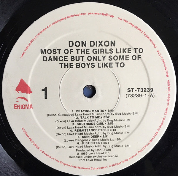 Don Dixon : Most Of The Girls Like To Dance But Only Some Of The Boys Like To (LP, Album, Spe)