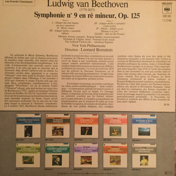 Leonard Bernstein / The New York Philharmonic Orchestra, Ludwig van Beethoven : Symphonie No. 9 - „Hymne A la Joie“ (LP, Album)