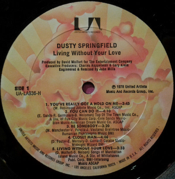 Dusty Springfield : Living Without Your Love (LP, Album, All)