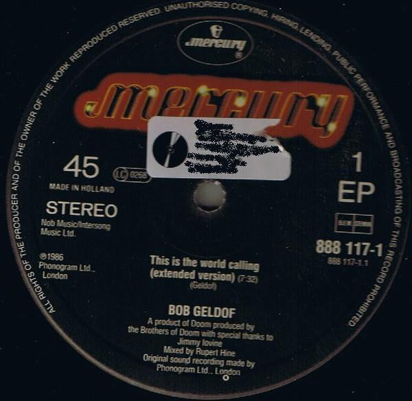 Bob Geldof : This Is The World Calling (Extended Version) (12", EP)