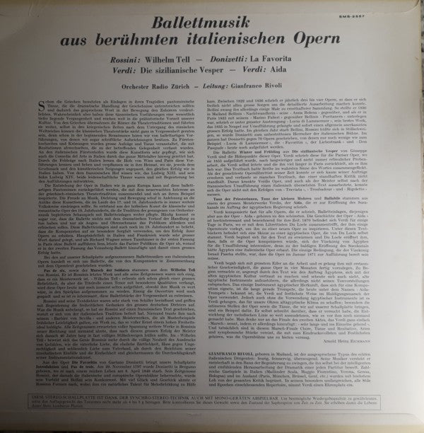 Gioacchino Rossini / Gaetano Donizetti / Giuseppe Verdi - Zurich Radio Orchestra, Gianfranco Rivoli : Ballettmusik Aus Berühmten Italienischen Opern (LP)