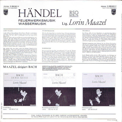 Georg Friedrich Händel, Lorin Maazel, Radio-Symphonie-Orchester Berlin : Wassermusik-Suite / Feuerwerksmusik (LP)