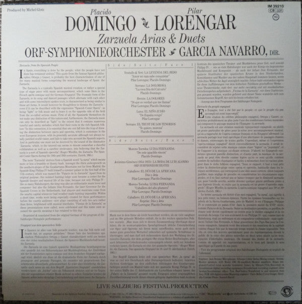 Placido Domingo, Pilar Lorengar, ORF Symphonieorchester, Garcia Navarro : Zarzuela Arias & Duets (LP, Album)