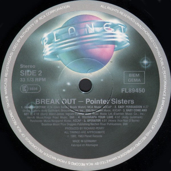 Pointer Sisters : Break Out (LP, Album, RE)