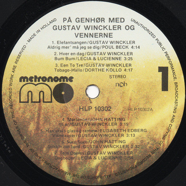 Gustav Winckler & Vennerne : På Genhør Med Gustav Winckler & Vennerne (LP, Comp)