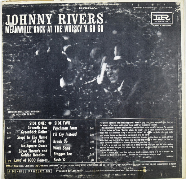 Johnny Rivers : Meanwhile Back At The Whisky À Go Go (LP, Album)