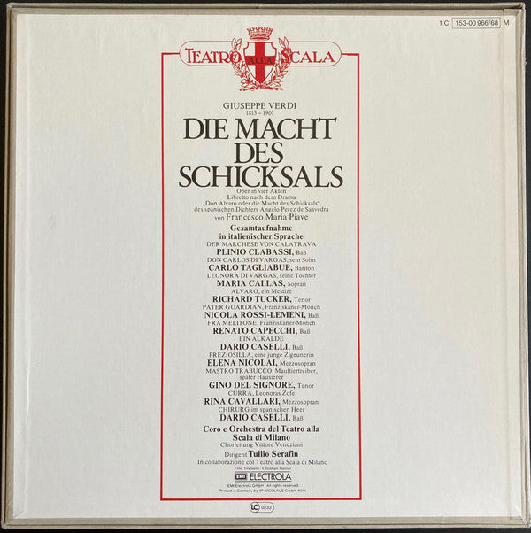 Giuseppe Verdi ' Maria Callas ' Nicola Rossi-Lemeni ' Richard Tucker (2) ' Elena Nicolai ' Carlo Tagliabue ' Renato Capecchi ' Tullio Serafin : Die Macht Des Schicksals (3xLP, Mono + Box)