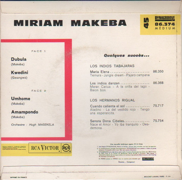 Miriam Makeba : Amampondo (7", EP, Mono)