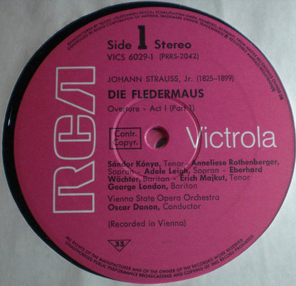 Johann Strauss Jr., Eberhard Wächter, Adele Leigh, Anneliese Rothenberger, George London (2), Risë Stevens, Sándor Kónya, Erich Kunz, Erich Majkut, Wiener Staatsopernchor Und Orchester Der Wiener Staatsoper, Oskar Danon : Die Fledermaus (Operette In Drei Akten) (2xLP, Album + Box)