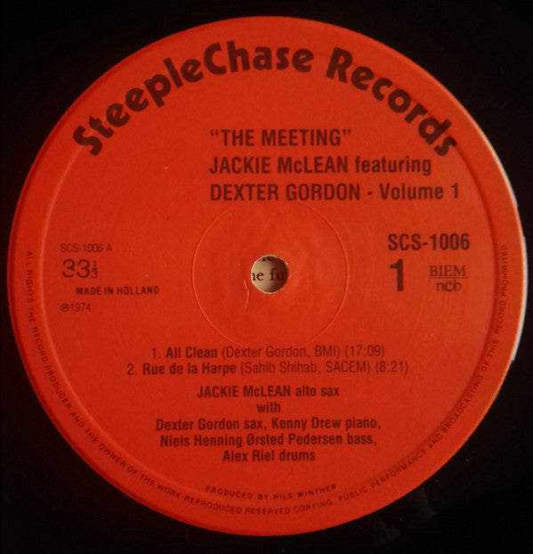 Jackie McLean Featuring Dexter Gordon : The Meeting Vol. 1 (LP, Album, RE, RP)