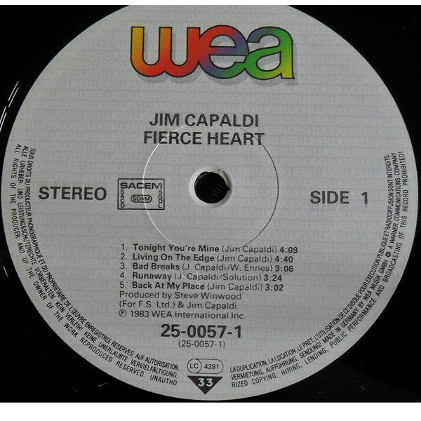 Jim Capaldi : Fierce Heart (LP, Album)