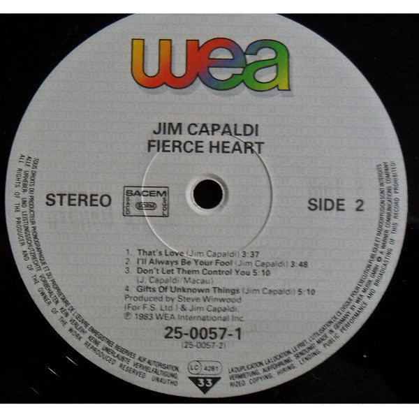 Jim Capaldi : Fierce Heart (LP, Album)