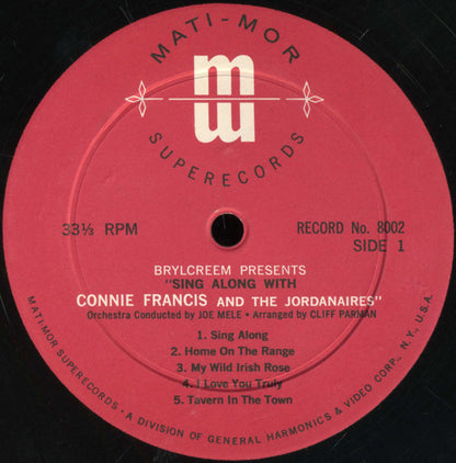 Connie Francis : Sing Along With Connie Francis (LP, Album, Mono, Ind)