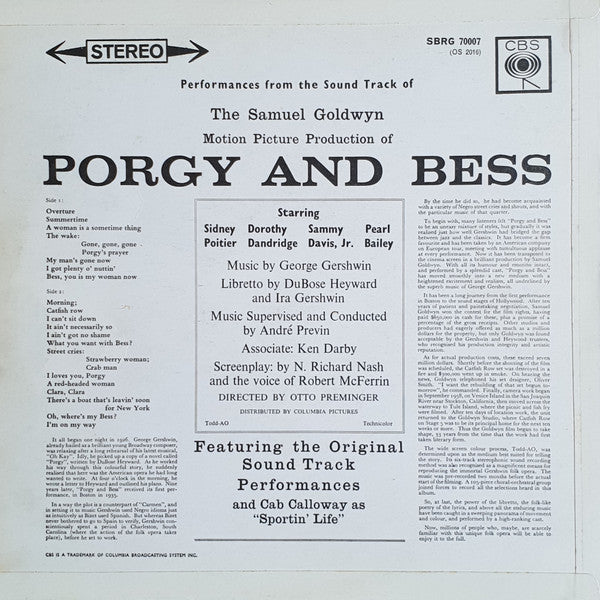 George Gershwin : The Samuel Goldwyn Motion Picture Production Of Porgy And Bess (LP)