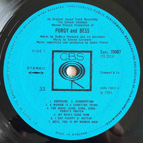 George Gershwin : The Samuel Goldwyn Motion Picture Production Of Porgy And Bess (LP)