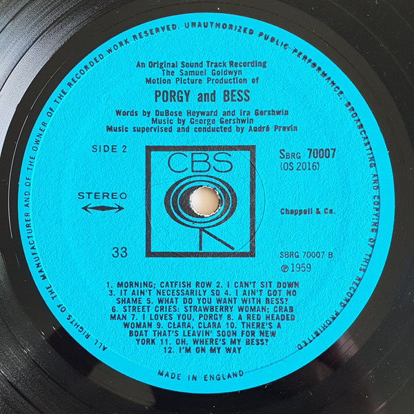 George Gershwin : The Samuel Goldwyn Motion Picture Production Of Porgy And Bess (LP)