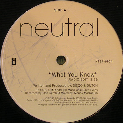 Neutral (3) : What You Know (12", Promo)