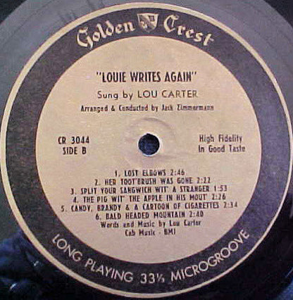 Lou Carter : Louie Writes Again (LP, Mono)