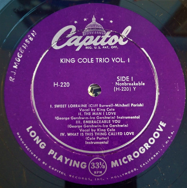 The Nat King Cole Trio : King Cole Trio Vol.1 (10", Album)