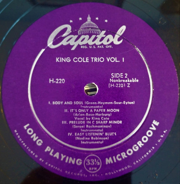 The Nat King Cole Trio : King Cole Trio Vol.1 (10", Album)