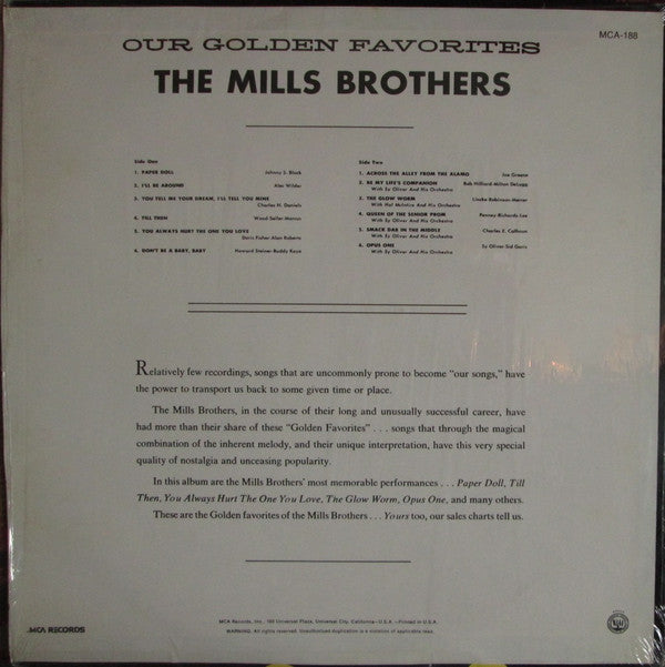 The Mills Brothers : Our Golden Favorites (LP, Comp)