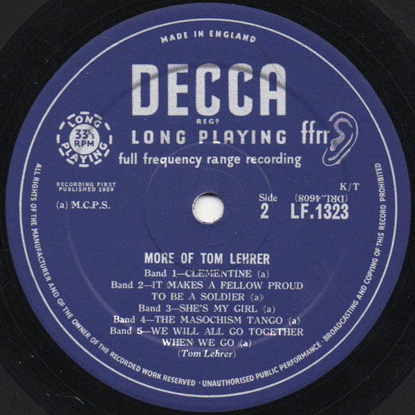 Tom Lehrer : More Of Tom Lehrer (10", Mono, RE)