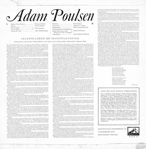 Adam Poulsen : Læser Nordiske Digte (LP)