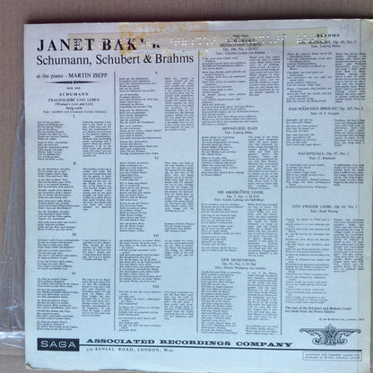 Janet Baker : Sings Schumann, Schubert & Brahms (LP, Mono)