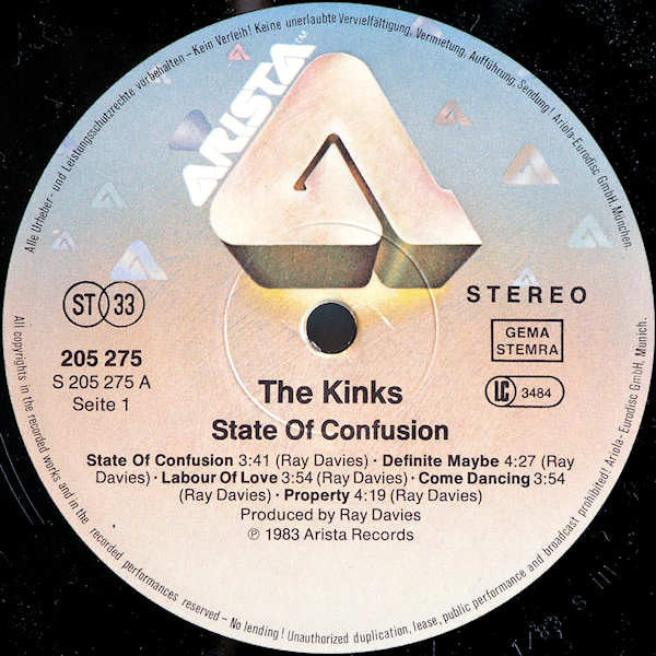 The Kinks : State Of Confusion (LP, Album)