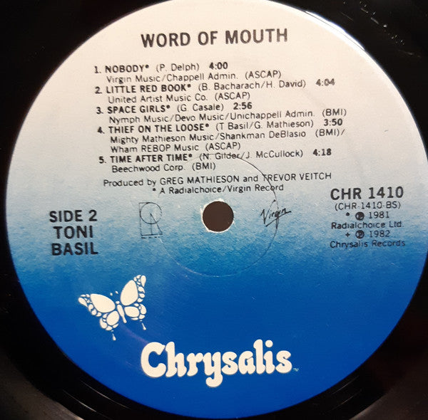 Toni Basil : Word Of Mouth (LP, Album, PRC)