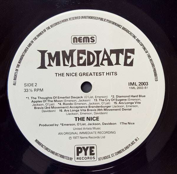 The Nice : Greatest Hits (LP, Comp, Pye)